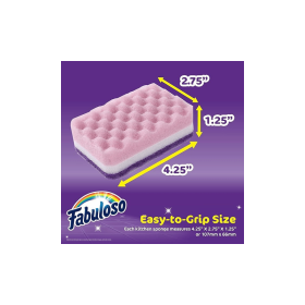 Scratch-Free Kitchen Dish Sponges, Purple Cellulose Scrubber Sponge with Scouring Pad for Dishes, Pots, Pans, Counters and Sinks, Tough on Messes