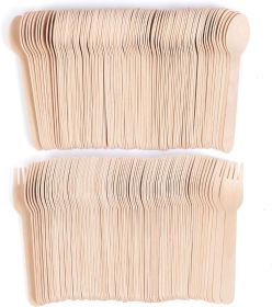 Disposable Wooden Cutlery Set - 200 Pack Wooden Compostable Utensils,Biodegradable and Earth Friendly, 6.3 Inch Length(100 Forks,100 Spoons)