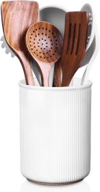 6.7" Utensil Holder, Ceramic Kitchen Utensil Holder with Cork Bottom, Large Utensil Crock for Countertop
