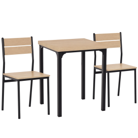 3 Piece Dining Table Set for 2, Modern Kitchen Table and Chairs, Dining Room Set for Breakfast Nook, Light Wood Grain