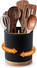 3 Compartment Utensil Holder, Extra Large Utensil Crock, Stable Ceramic Utensil Organizer (Material: Cork)